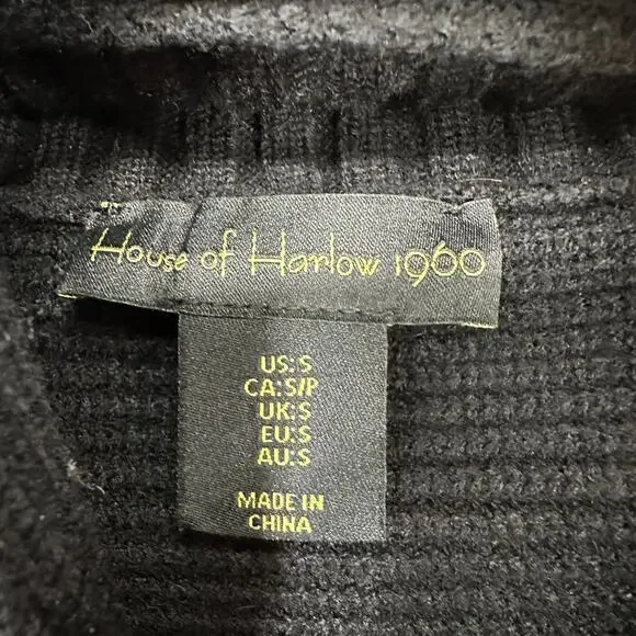 House of Harlow Black Cropped Ribbed Turtleneck Sweater Long Sleeve Womens Small - Picture 4 of 7